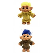 2pcs Lucky Troll Dolls Colored Hair with Clothes Figures Kids Collectible Toys Gift