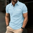 thumbnail image 2 of Hfolob Mens Polo Shirts Male Spring Business Lapel Shirt Bottoming Shirt Short Sleeve Shirt Patchwork Top Classic Fit, 2 of 5