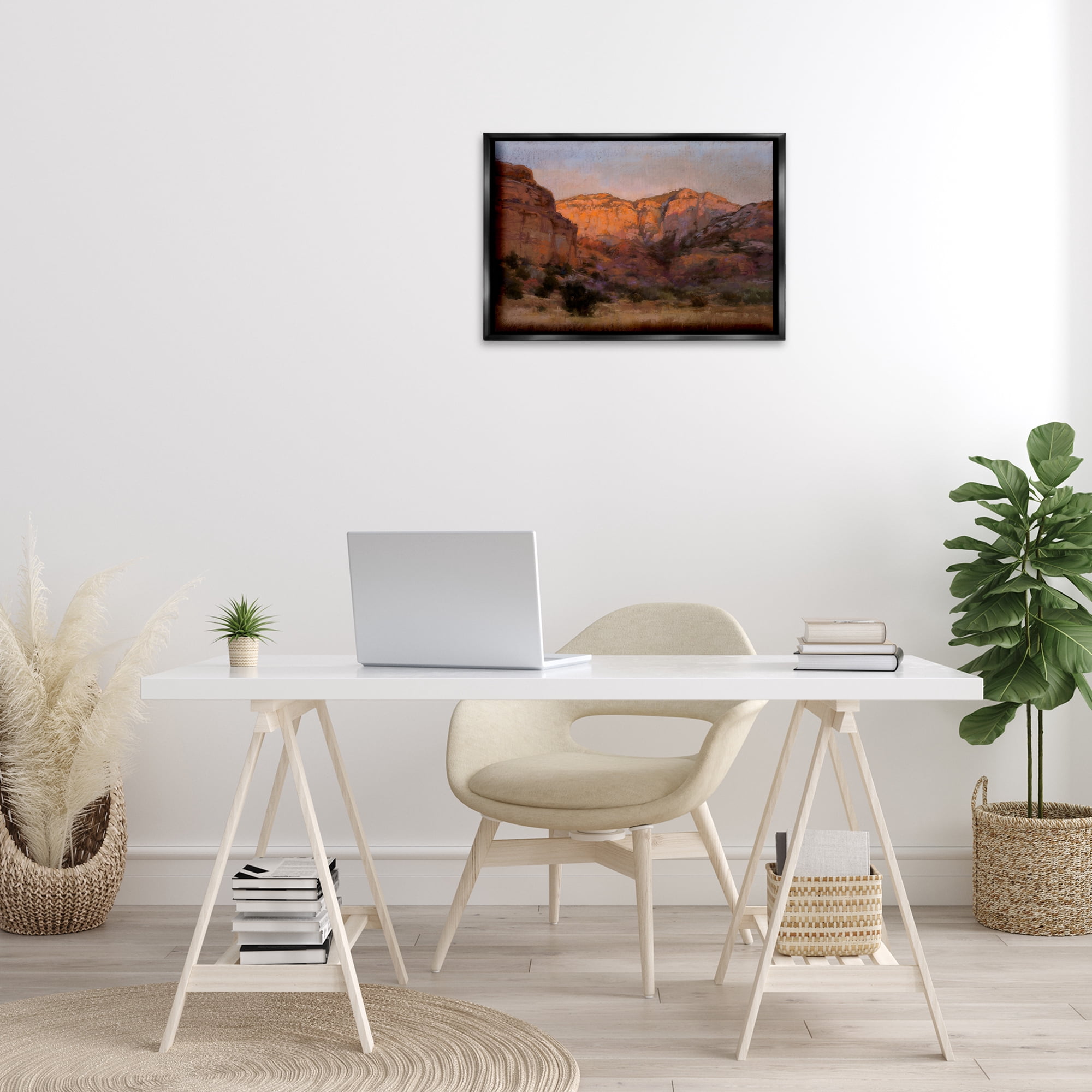 Stupell Industries Canyon Cliffs Landscape Landscape & Nature Painting Black Floater Framed Canvas Art Print Wall Art, 25 x 17