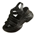 thumbnail image 2 of Summer Sandals For Women Boho Gladiator Wedge Flatform Open Toe Ankle Straps Shoes Women Dressy Comfortable Summer Casual Beach Sandals Black 38, 2 of 8