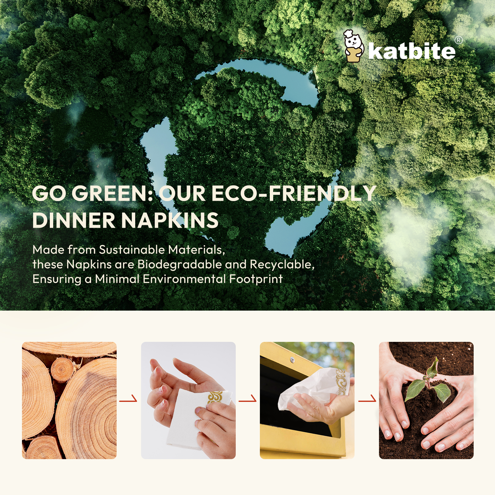 Katbite Gold Paper Napkins, 50 Count, 8.5 x 4 Inches Folded photo 3