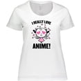 thumbnail image 3 of Inktastic I Really Love Anime with Cute Anime Cat and Hearts Women's Plus Size T-Shirt, 3 of 5