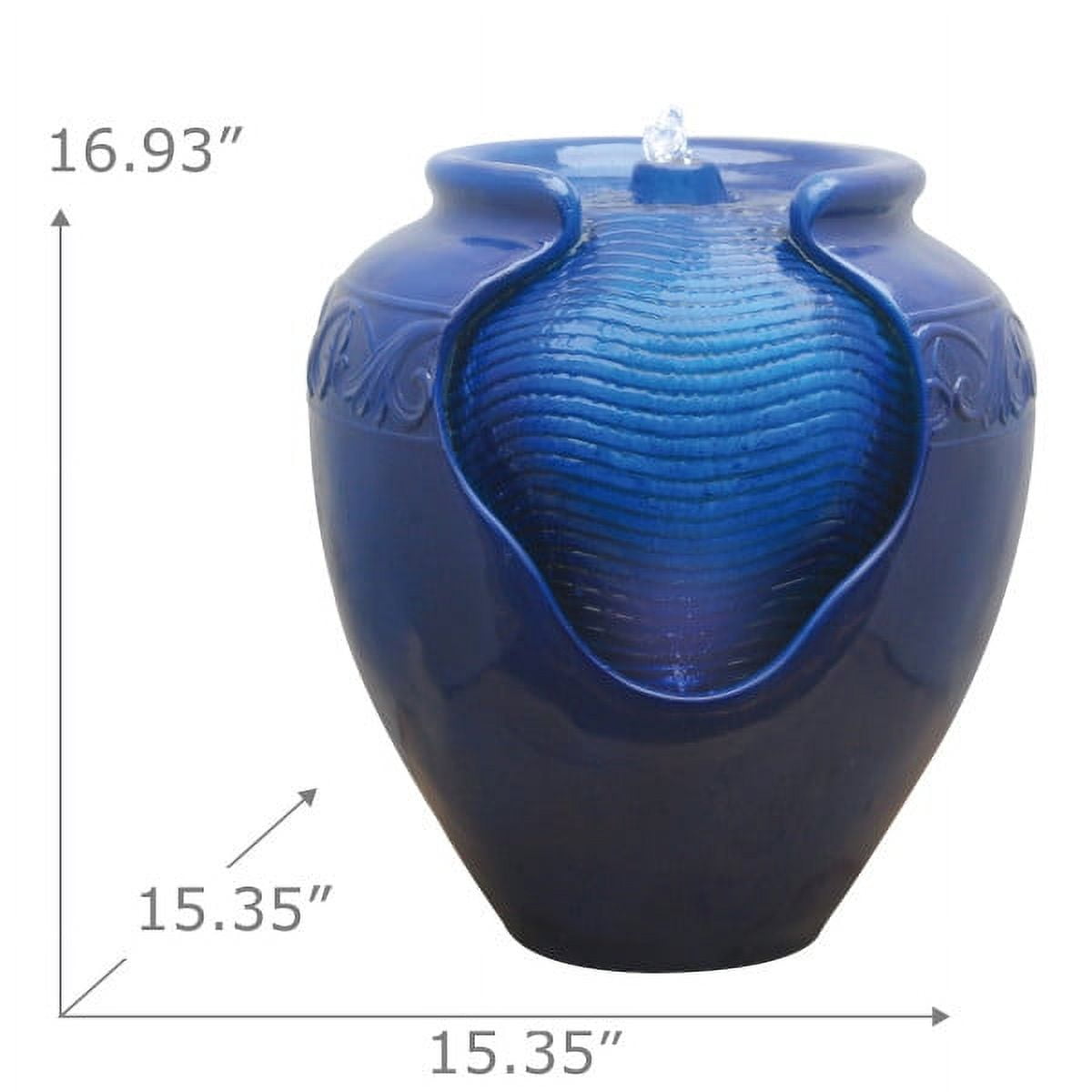Teamson Home 16.93" Outdoor Glazed Pot Water Fountain