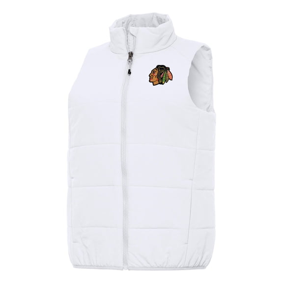 Women's Antigua White Chicago Blackhawks Experience Full-Zip Vest