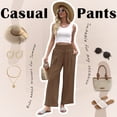 thumbnail image 4 of VDJ Womens Casual Pants Elastic High Waist Summer Coffee Lounge Pants Lightweight Flowy Beach Trousers Clothing, 4 of 8