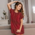 thumbnail image 3 of Haiem Vintage Burgundy Print Women’s Short-sleeved Nightdress – Comfortable and Loose-Fit Sleepwear, Soft Cotton Sleep Shirt for Relaxing, Casual Nightdress, 3 of 6