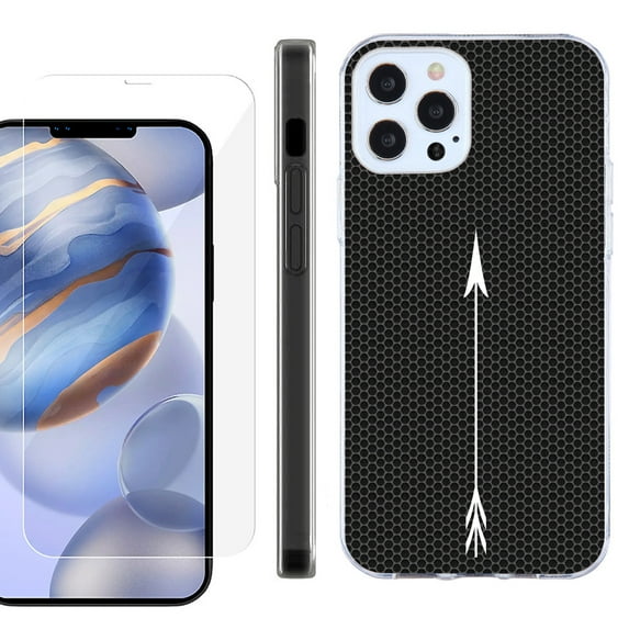 Slim Fit Protective Phone Case for Apple iPhone 12 / iPhone 12 Pro, with Tempered Glass Screen Protector, by OneToughShield ® - Arrow