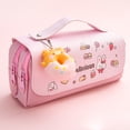 thumbnail image 6 of BESEW7 Large Capacity Pencil Case Pouch Pen Holder for Home Office Use Cute Marker Case with Compartments, Large Pencil Pouch Organizer, Special Pencil Box Pink, 6 of 9