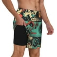 thumbnail image 2 of Sikiie Retro Pop Art Collage Print Men's Double Layer Swimming Trunks, Adjustable Waistband and Pockets Sports Swimming Trunks, Beach Swimwear-Small, 2 of 6