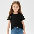 thumbnail image 2 of Ketyyh-chn99 Girls Puff Short Sleeve Tops Kids Summer T Shirts Solid Color Crewneck Fashion Tees Size for 14-15 Years,Black, 2 of 9