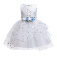 thumbnail image 7 of CUZIBR Girls Toddler Baby Birthday Ball Gowns Solid Color Dresses Elegant Cute Bow Embroidery Crewneck Sleeveless Maxi Dress Sparkly Fairy Tiered Layered Wedding Tutu Tulle Dress,Blue,8-9 Years, 7 of 7