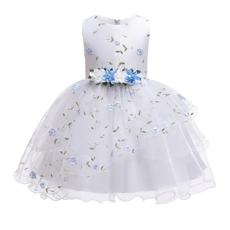 

dmqupv Toddler Ballet Dress Ball Prom Outfits 2-10Y Sleeveless Gown Tulle Dress Embroidered Kid Cat Dress for Kids Blue 7-8 Years