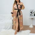 thumbnail image 2 of WTOBBY Women's Plus Size Nightwear Robe Flowy Comfortable Kimono Cover-Up for Loungewear and Sleepwear,Earthy Yellow 3XL, 2 of 6