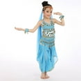 thumbnail image 4 of Kids Girls Belly Dance Top Pants Outfit with Headgear Waist Chain and Bracelets Dance Clothes Girls Dance Set, 4 of 5