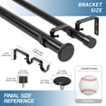 thumbnail image 3 of Urbanest Adjustable Double Curtain Rod Set Bouton Manhattan Finials – 1″ Front & 3/4″ Back Rod With Black Rod, 28–48 Inches, 3 of 6