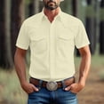 thumbnail image 2 of TAGOLD Mens Summer Short Sleeve Turndown collar Blouse & Shirt Solid Color Pocket Button Top, 2 of 5