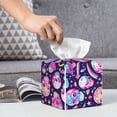 thumbnail image 6 of Sikiie Skull mushroom colorful cute Leather Tissue Box Cover Square, tissue box holder, Tissue Box with Bottom Belt-5.2”x5.2”x5.2”, 6 of 7