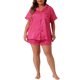 thumbnail image 2 of Conjunto de pijamas de talla grande Agnes Orinda para mujeres, con botones, estrellas, de manga corta, ropa de dormir 1X color rosa intenso, 2 of 6