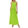 thumbnail image 4 of ZXSXSY Women Round Neck Sleeveless Pure Color Long Dress with Pocket, 4 of 8