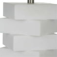 thumbnail image 2 of Maklaine Contemporary Rice Stone and Linen Geometric Table Lamp in White, 2 of 7