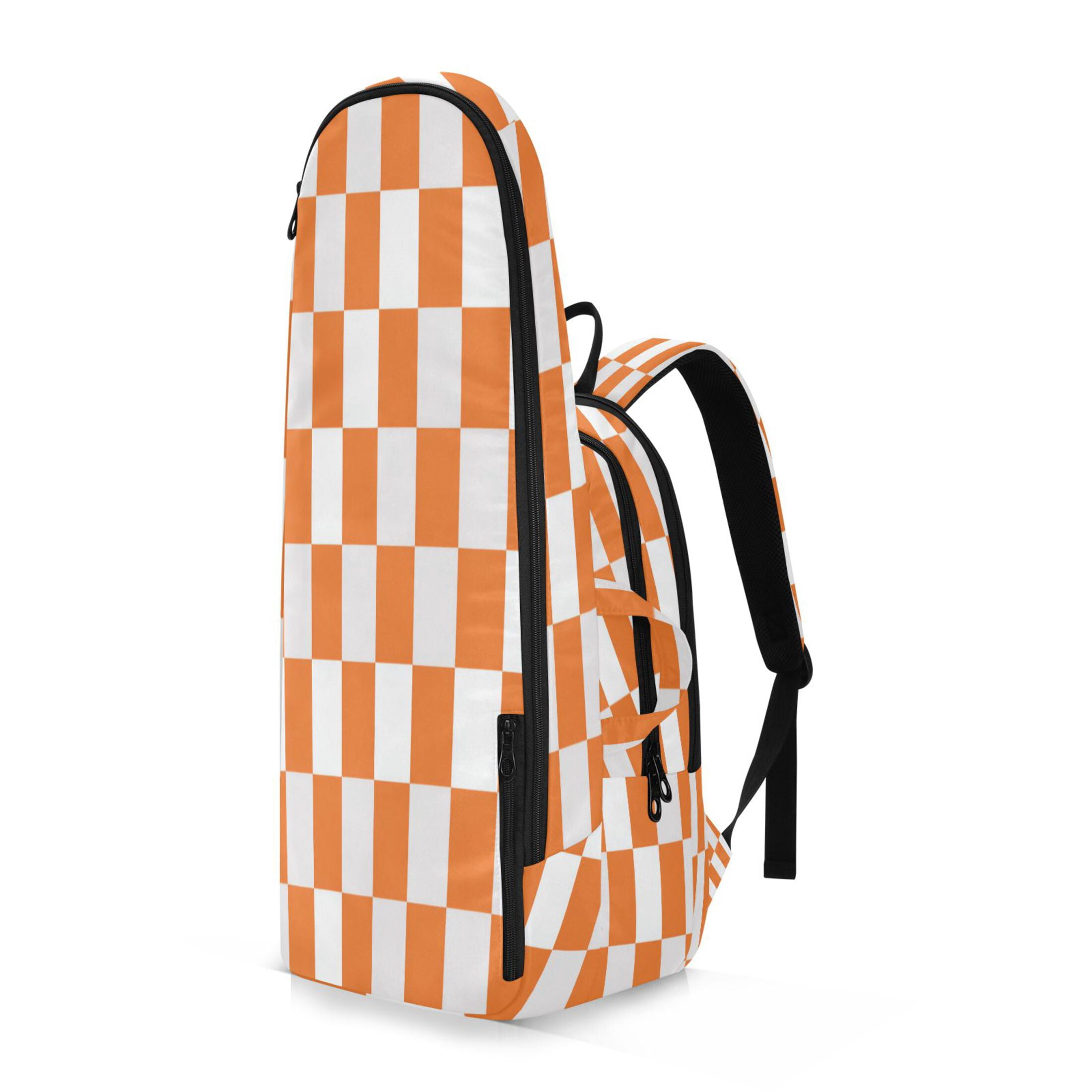 2 Racquet Holder Tennis Backpack Tennis Racket Covers Gym Bags Orange Checkerboard