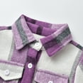 thumbnail image 6 of QUYUON Toddler Flannel Shirt Jackets Fall Winter Long Sleeve Collared Plaid Shirt Kids Girls Boys Open Front Button-Down Cardigan Jackets with Pockets Kids Winter Coats Q-7-Purple 12-18 Months, 6 of 8