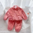 thumbnail image 2 of Traje de otoño e invierno para niños, franela con forro polar, grueso, cálido, elegante, ropa de casa, pijama, traje de dos piezas para niños y niñas, 2 of 6