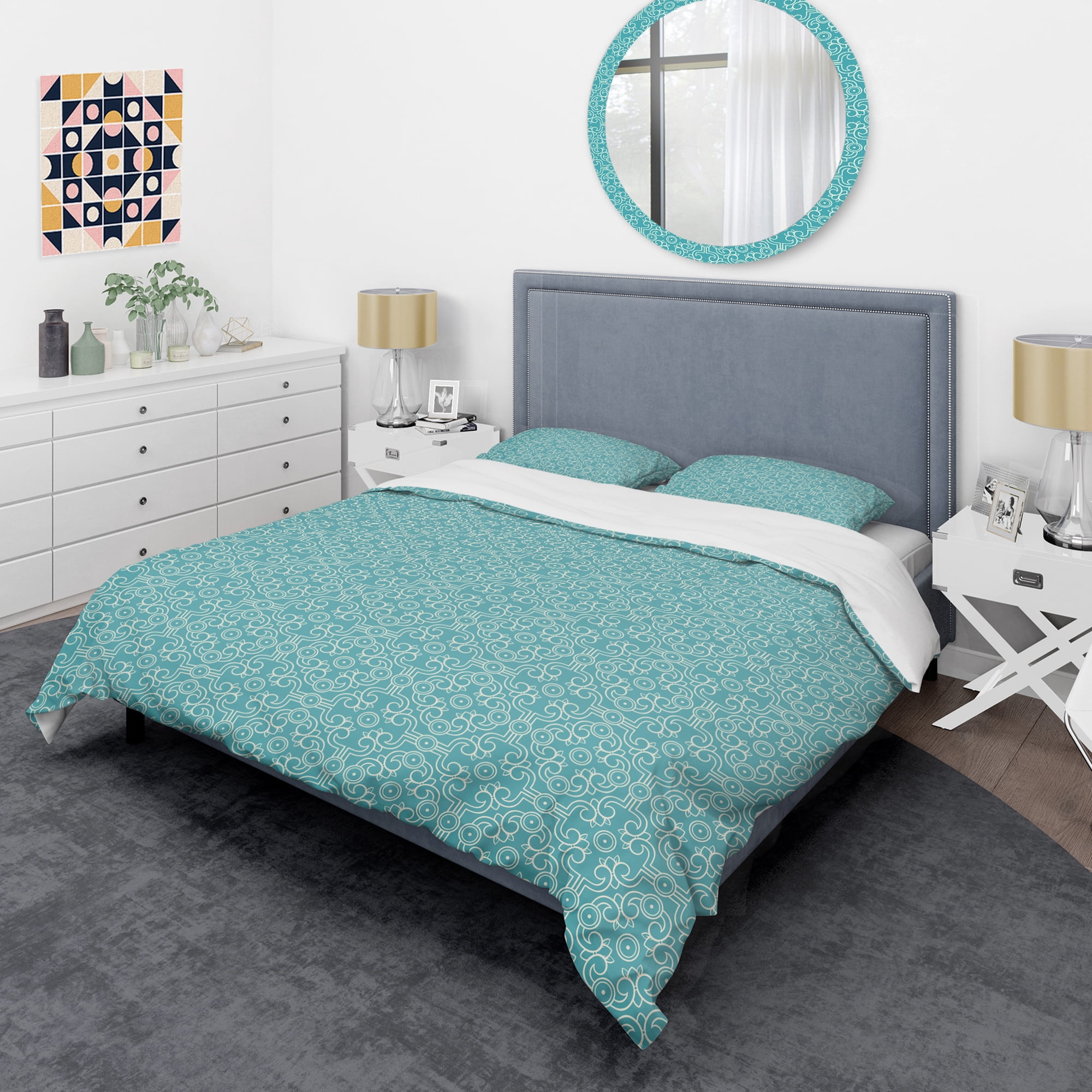 Designart 'Retro Abstract Pattern Design III' Mid-Century Modern Duvet Cover Set