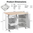 thumbnail image 4 of Kitchen Island with Folding Drop Leaf Breakfast Bar, Portable Rolling Kitchen Cart with Large Storage Cabinet, Shelf and Drawer, 47.2 Inch Work Station with Solid Wood Top, White, 4 of 9