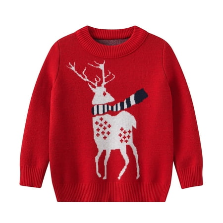 

Toddler Boys Girls Christmas Deer Sweater Long Sleeve Warm Knitted Pullover Knitwear Xmas Tops Girls Zip Jacket Simple Cardigans Girl Pullover Sweater New Years Outfit Baby Girl Kids Jacket Girls