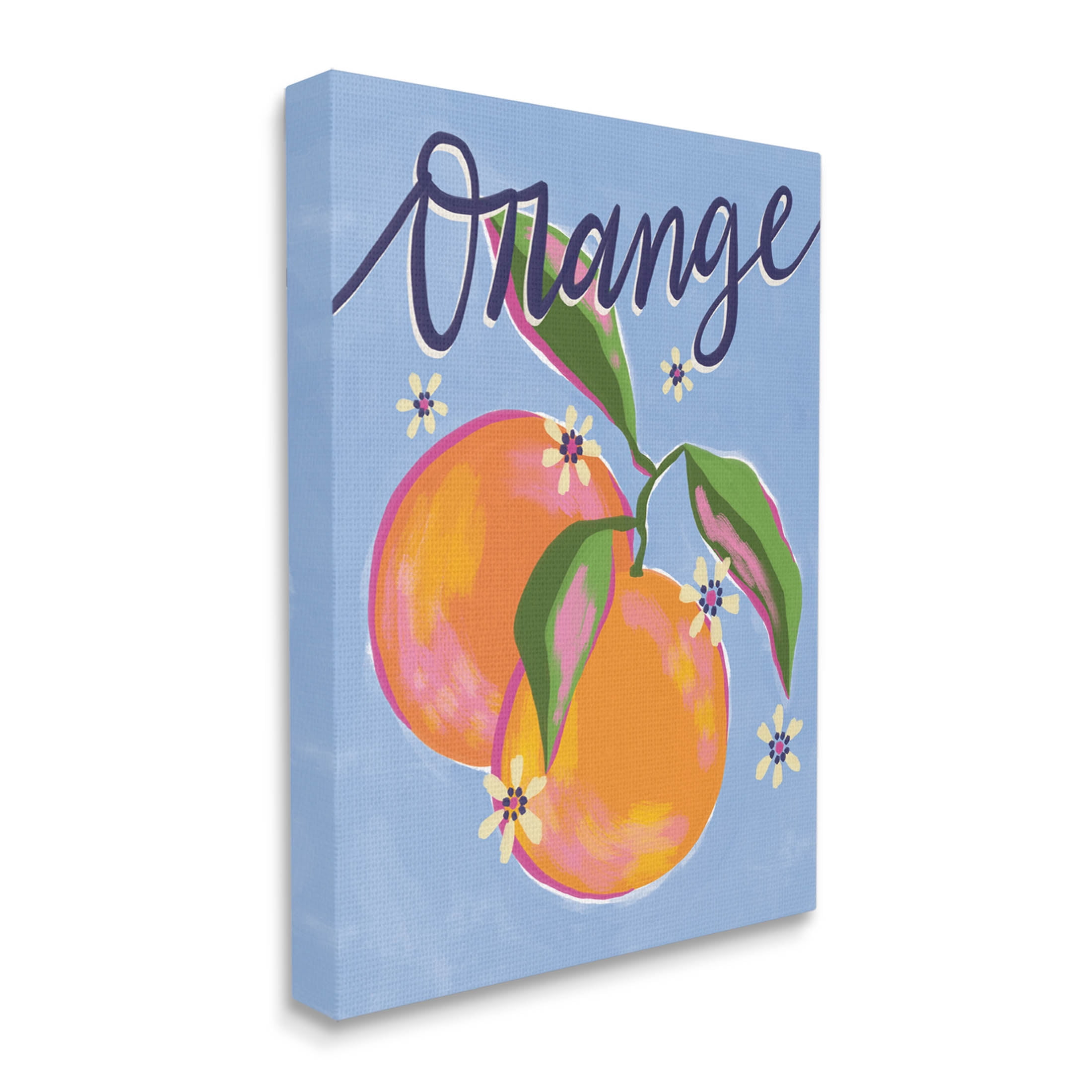 Orange Citrus Fruits Floral Pattern Food & Beverage Graphic Art Gallery Wrapped Canvas Print Wall Art