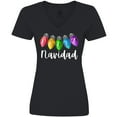 thumbnail image 3 of Inktastic Feliz Navidad Rainbow Holiday Lights Women's V-Neck T-Shirt, 3 of 5