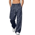 thumbnail image 6 of Kaemgyyd Big and Tall Men's Baggy Wide Leg Sweatpants Side Striped Pants with Drawstring Waist Trousers Streetwear Travel Clothes（Blue,4X-Large）, 6 of 7