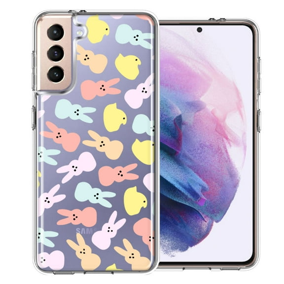 MUNDAZE for Samsung Galaxy S21 Pastel Easter Polkadots Bunny Chick Candies Double Layer Phone Case Cover