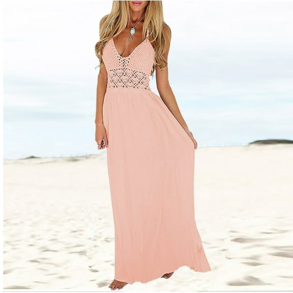 Women Dresses Plus Sling Solid Fashion Dresses Sleeveless Sexy Fashion Dresses Pink Trendy Skirt Size M