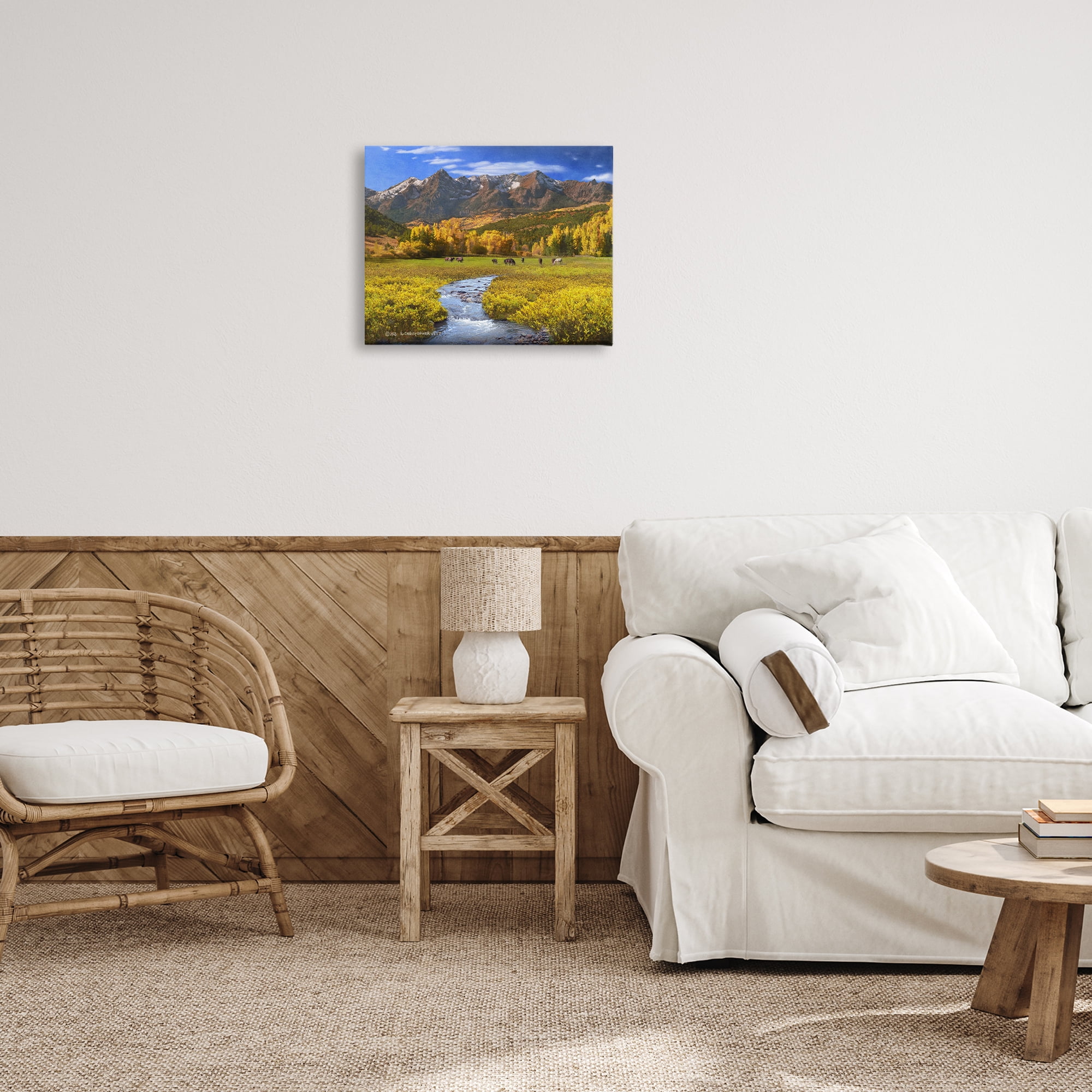Stupell Industries Horse Ranch Autumn View Landscape & Nature Photography Wrapped Canvas Art Print Wall Art, 20 x 16
