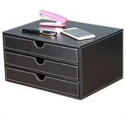 Office supplies set Leather Desk Organizer with 3 Drawers,Multi-Functional PU Leather Desk Organizer File Cabinet