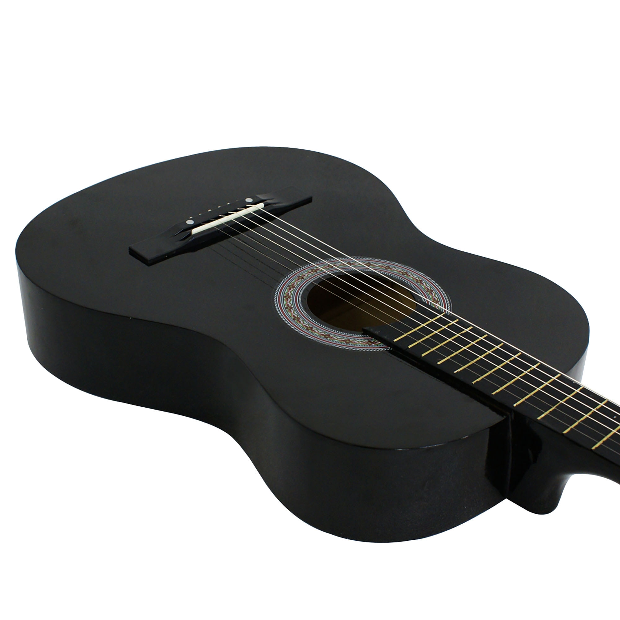 ZENSTYLE 38in Beginners Acoustic Guitar With Guitar Case, Strap, Tuner and Pick for Starter - Black