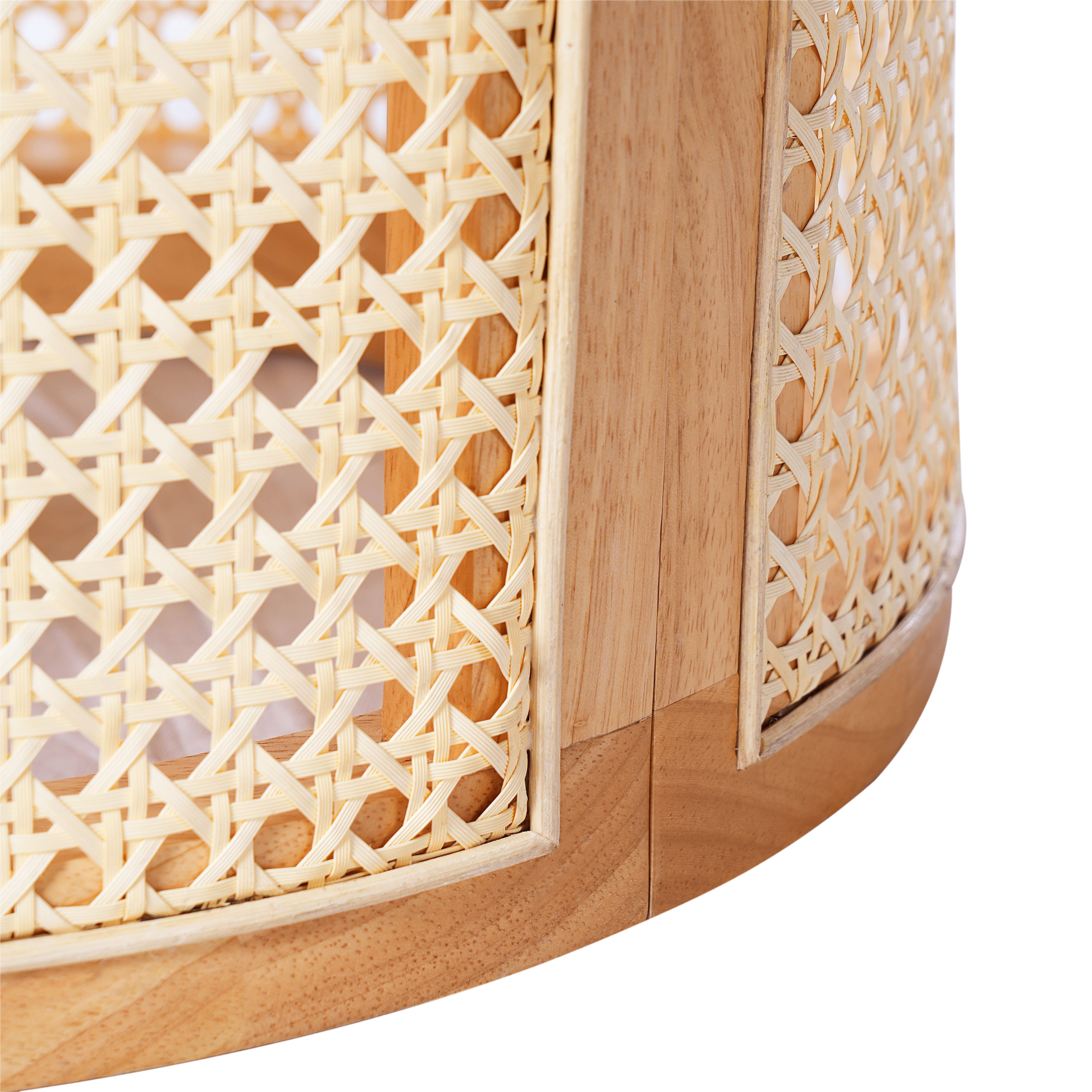 GARITIN Round End Table 15.7 Inch, Rubber Wood Side Table with Natural Finish for Living Room Bedroom