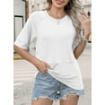 thumbnail image 2 of Fancyglim Women Summer Tops Casual Crew Neck Blouse Batwing Basic Half Sleeve Loose Fit Flowy Shirts, White M, 2 of 7
