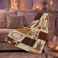 thumbnail image 4 of Rustic Western Farmhouse Patchwork Cowboy Boot Horseshoe, Rustic Farmhouse Horse Scene, Warm Flannel Blanket for Ranch House and Living Room, Horse Lovers Housewarming Gift, Rustic Home Decor, 4 of 6