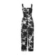 thumbnail image 5 of Sunloudy - Mono informal con cuello cuadrado para mujer, a la moda, color sólido/estampado, sin mangas, con pernera ancha Sunloudy S, M, L, XL, 5 of 9