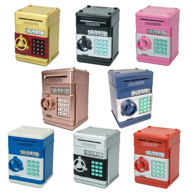 Caja de contraseña de dibujos animados para niños, alcancía, cajero automático, caja fuerte, música, rollo automático, alcancía, máquina de depósito de juguete