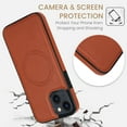 thumbnail image 5 of ELEHOLD Case for iPhone 15 Pro, PU Leather Soft TPU Phone Magnetic Case Compatible with Mag-Safe Accessory,Brown, 5 of 7