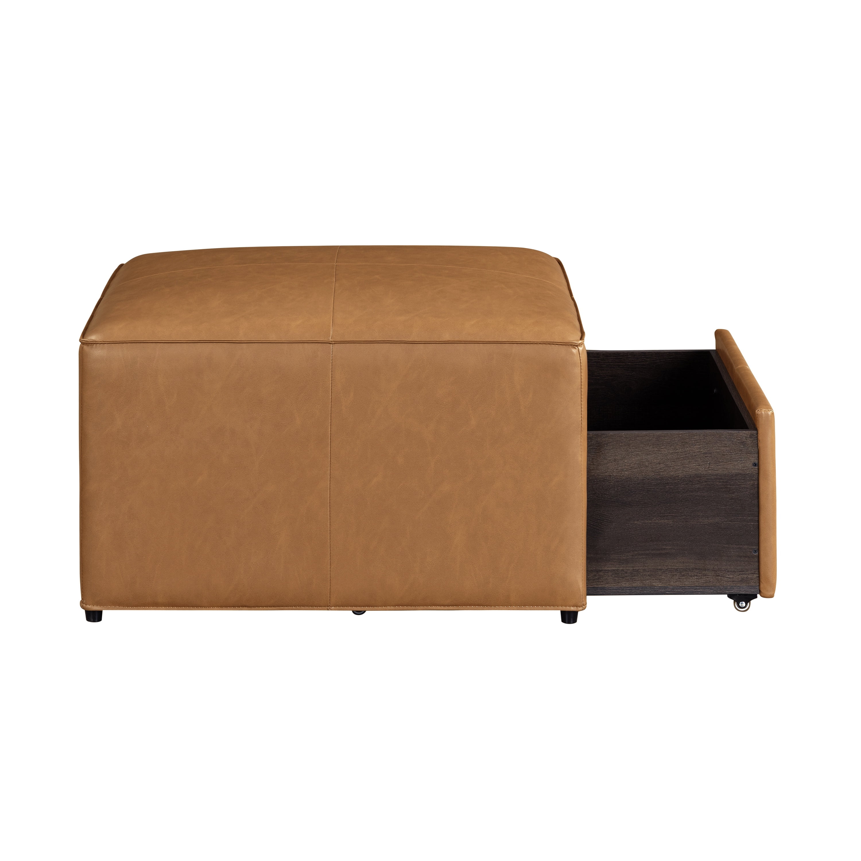Studio Living Hadley Modern Storage Ottoman, Carmel Faux Leather