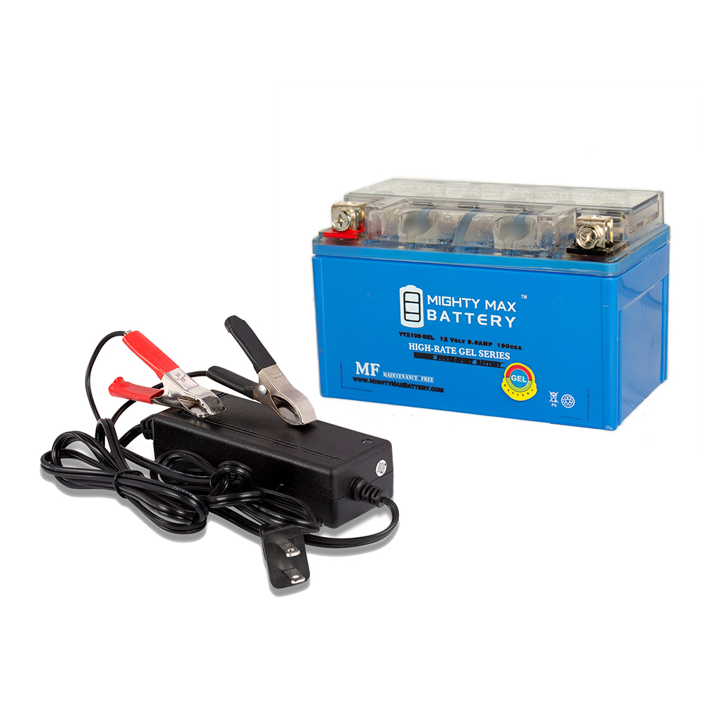 YTZ10S GEL Battery Replaces Honda CBF 600 S 08-13 + 12V 2Amp Charger by Mighty Max Battery