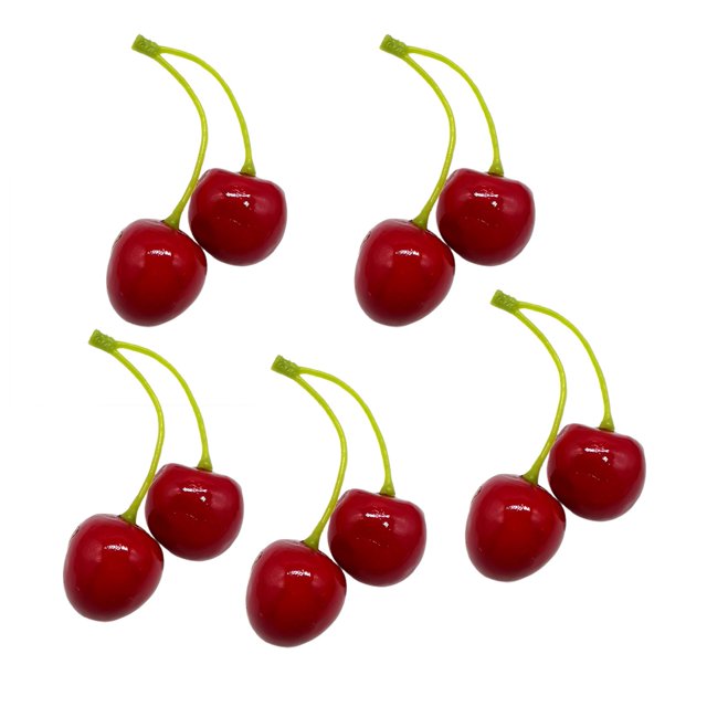 Cheer.US 30 piezas de cerezas artificiales realistas de imitación, pequeñas cerezas rojas y negras, modelo de fruta falsa, decoración para casa, cocina, fiesta, adorno de escritorio