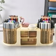 thumbnail image 2 of TACYKIBD Rotating Desk Organizer with 2 Pen Holder, Desk Organizers and Accessories with 10 Slots Pencil Holder for Desk + 3 Drawer, Art Supply Storage Box Caddy for Office Home, 2 of 12