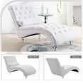 thumbnail image 3 of KINFFICT Velvet Chaise Lounge Indoor, Tufted lounge chair with Legs, Leisure Accent Chair Upholstered Lounge Couch for Bedrooom Living Room, Ivory, 3 of 7