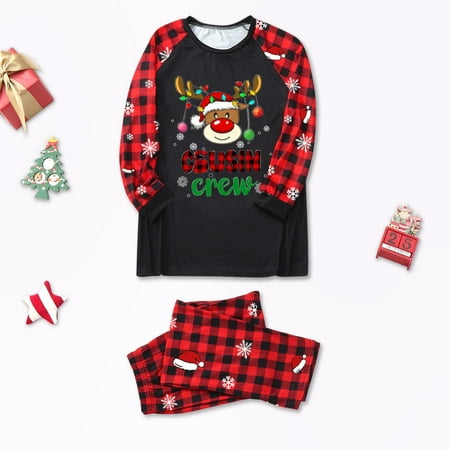 

Daddy Dad Sleepwear For Christmas Family Matching Pajamas Cute Big Headed Deer Print Pjs Plaid Long Sleeve Tops And Pants Soft Casusal Holiday Sleepwear